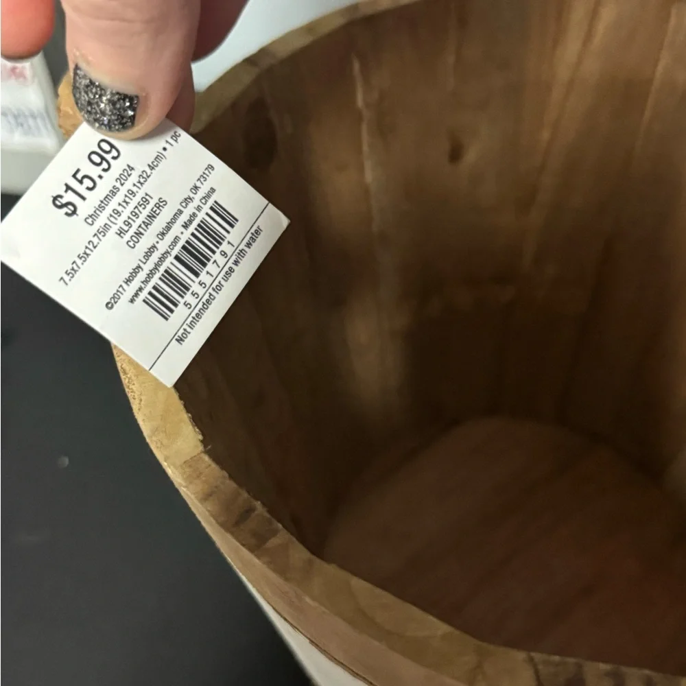 Rustic Merry Christmas Wooden Bucket - Picture 3 of 7